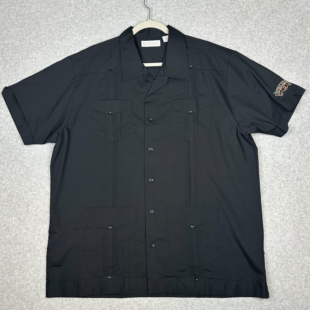 Chevis Regal Romani Guayabera Shirt Mens XL Black Pleated Embroidered NWOT‎ - Picture 3 of 9
